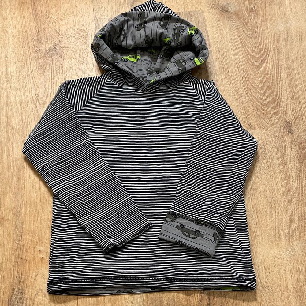 Little Orange Scooter Boys Reversible Striped/Cars Gray Kids Hoodie